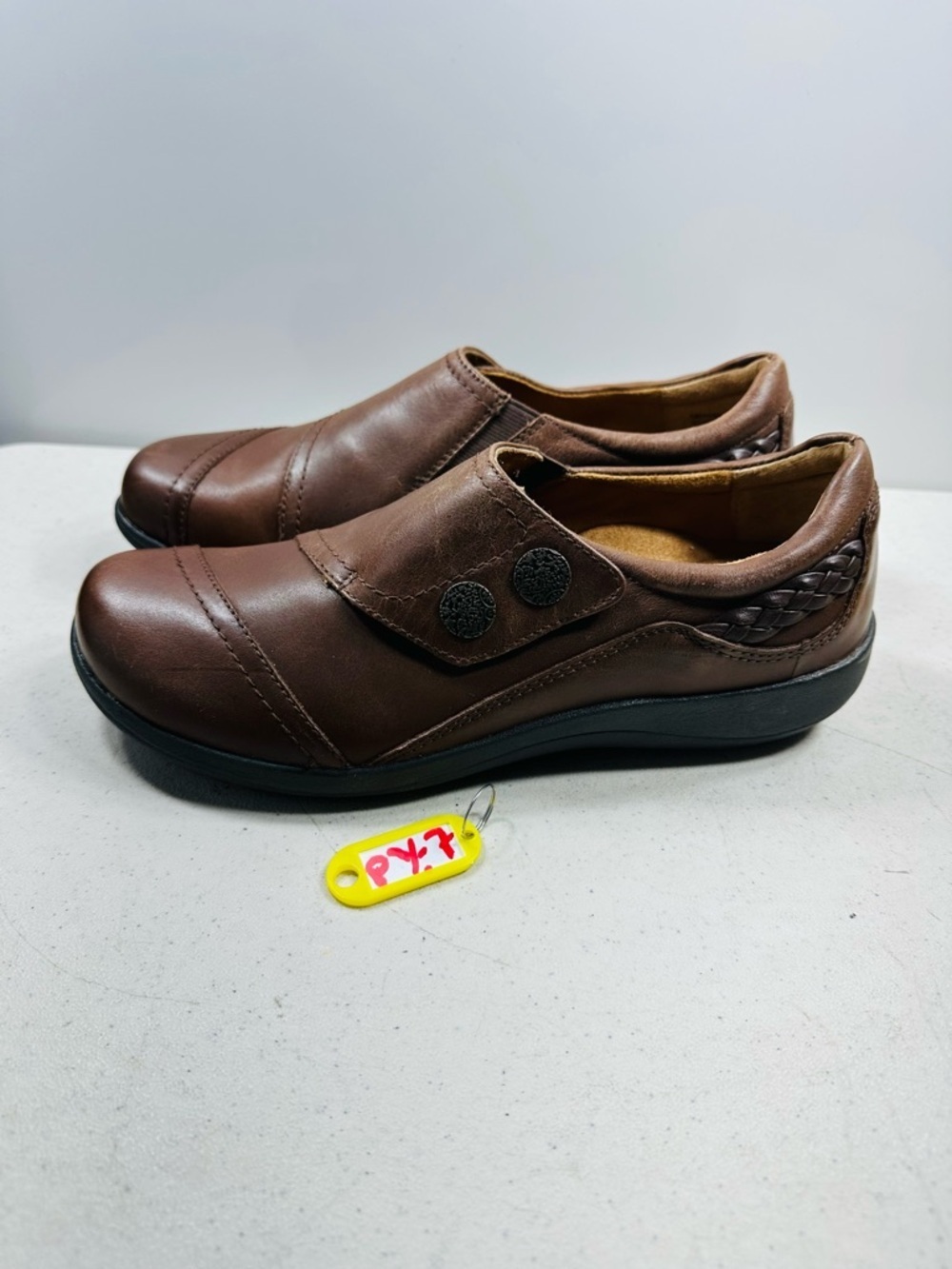Aetrex Shoes Womens 9 Karina Casual Comfort Slip On Loafers Brown Leather